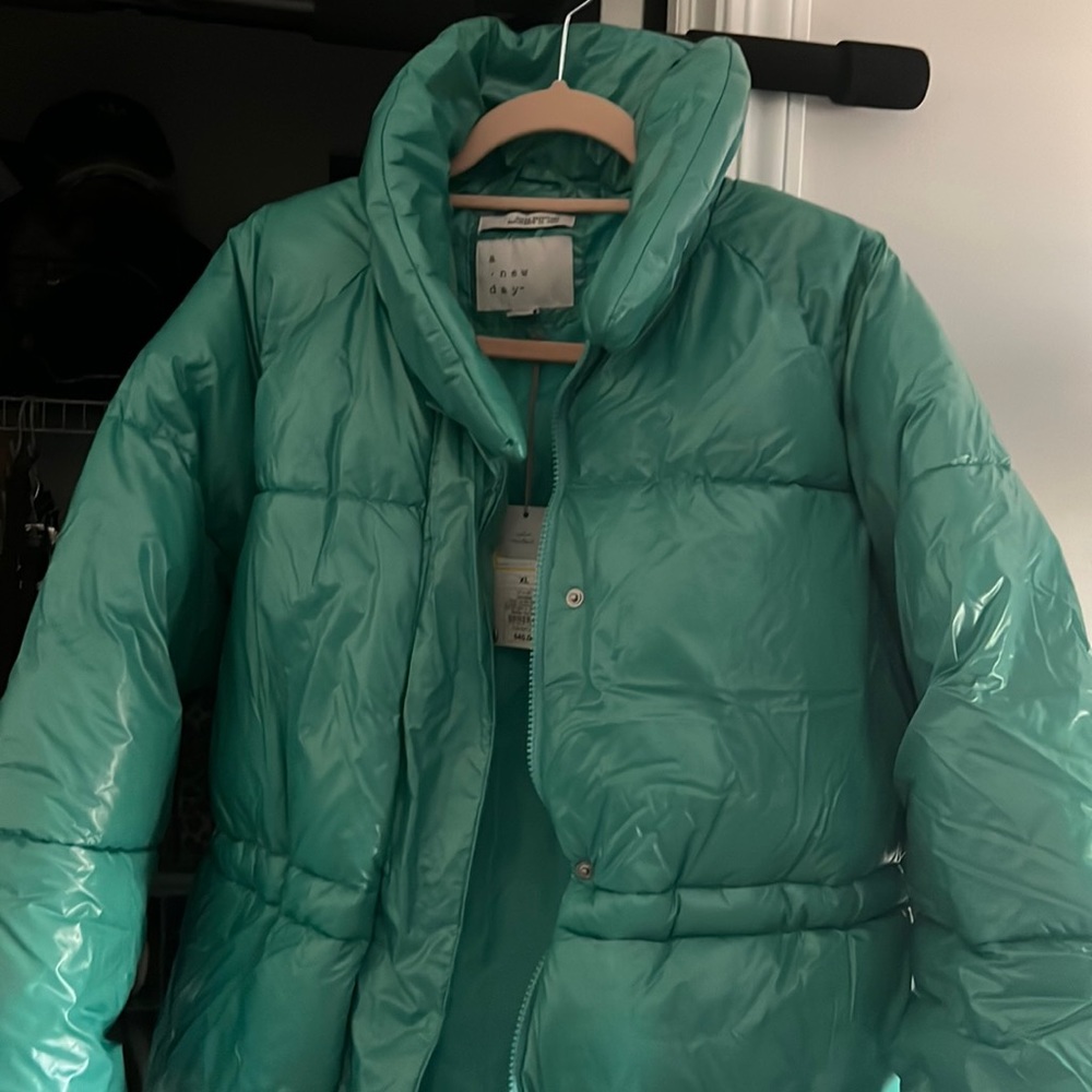 A new day mint green bubble coat